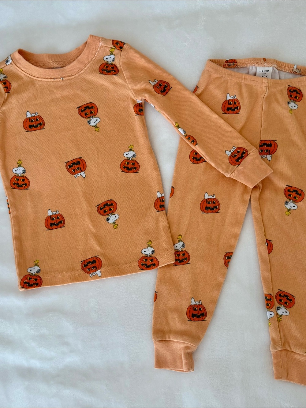 Toddler Janie & Jack Orange Peanuts Pumpkin Pajama Set (size 2T)